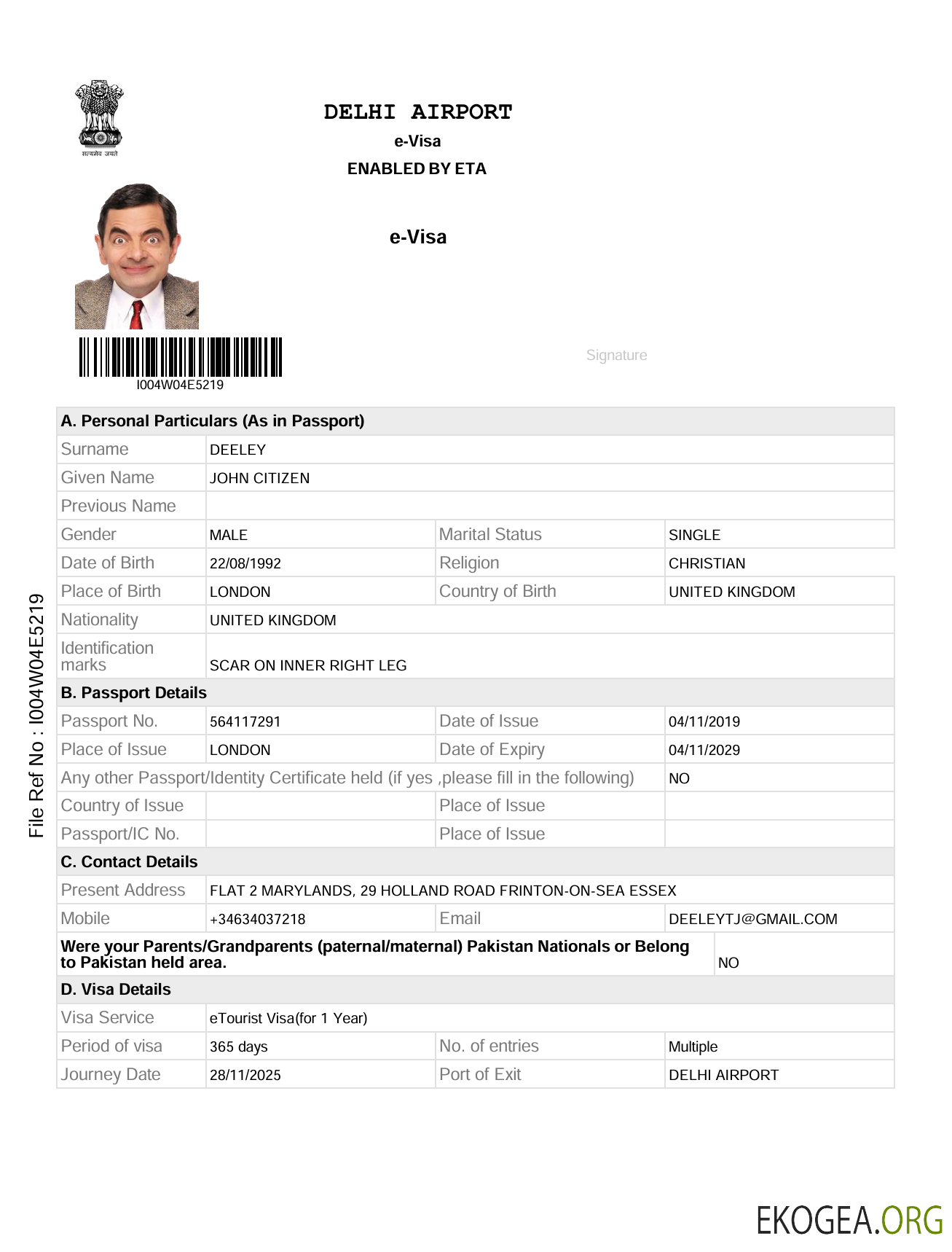 Modèle de visa électronique pour l'Inde aux formats Word et PDF, version 2